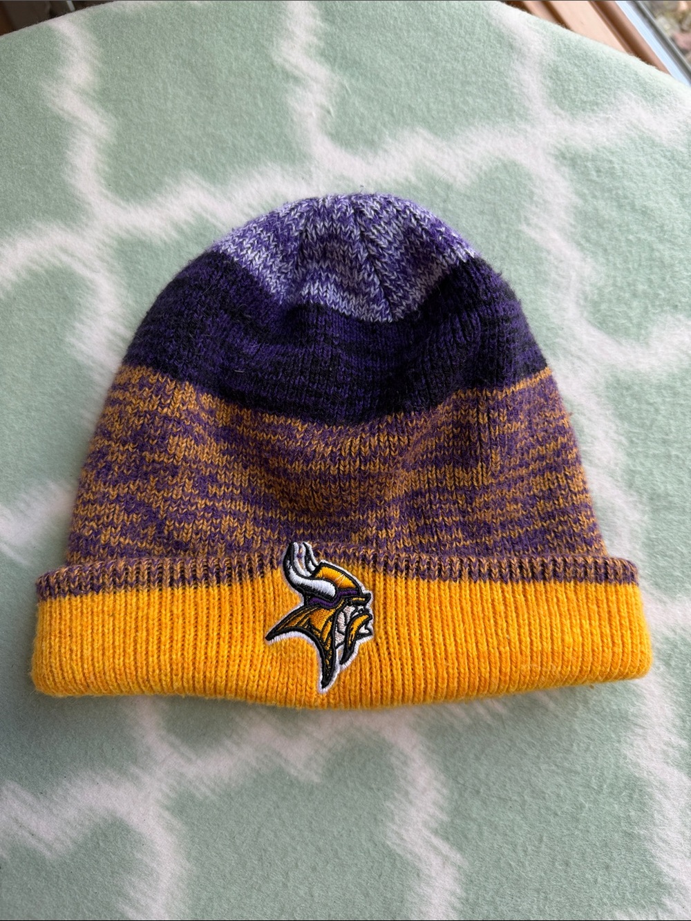 NFL Vikings Purple and Gold Knit Beanie with Team Embroidered Logo